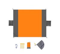 Zumhigh Beach Mat Picnic Blanket Waterproof Extra Large 210 x 200cm Corners Zippered Pocket Picnic Blanket Beach Mat 2 Storage Pouche 4 Fixed Nails for Beach Camping Hiking Lightweight Orange