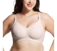 ZUMIY Maternity Breastfeeding Bra Seamless, Nursing Bra Pregnancy with Cloud-Soft Jelly Support, Ultra Comfort Wireless Drop Cup Sleep Bralette, Natural Shape (UK, Alpha, XXL, Regular, Regular, Rose)