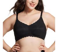 ZUMIY Maternity Breastfeeding Bra Seamless, Nursing Bra Pregnancy with Cloud-Soft Jelly Support, Ultra Comfort Wireless Drop Cup Sleep Bralette, Natural Shape (UK, Alpha, 3XL, Regular, Regular, Black)