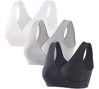 ZUMIY Maternity Nursing Bras, Seamless Maternity Bra for Pregnancy & Breastfeeding, Comfortable Wireless Bra Night Sleep Top (XXL, Black+Grey+White/3pack)