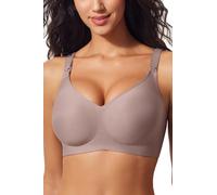 ZUMIY Nursing Bra for Maternity Breastfeeding, Ultra Soft Comfort Seamless Pregnancy Bra, Adjustable Wide Straps Removable Pads Wireless Night Sleep Bralette (XL,Brown)