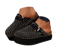 ZUMKEAY Sandals Women Walking Closed Toe Wedges Shoes Orthopedic Studded Platform Open Back Slip On with Adjustable Buckle Strap Upper Comfortable Chunky Sole for Casual Retro