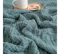 Zumylea Muslin Cotton Blanket Adults, Muslin Blanket, Breathable Bedspread Throw Bedding Sleep Ice Cooling Cold Comforter For Sleeping Summer (Dark Green, Normal(130cmx150cm))
