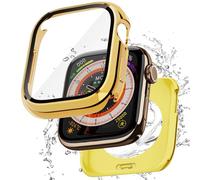 Zumyzu Metal Waterproof Case Compatible for Apple Watch Cover 42mm Series 11 10 with Built-in Tempered Glass Screen Protector, 2 in 1 Full Metel Coverage Bumper for iWatch 42 mm Gold