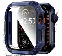 Zumyzu Rugged Armor Waterproof Case for Apple Watch 46mm Series 10 with Tempered Glass Screen Protector, Durable Hard PC Bumper Protective Face Cover for iWatch 46 mm Blue