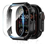 Zumyzu Rugged Waterproof Case for Apple Watch 49mm Ultra 3/2/1 with Tempered Glass Screen Protector, Durable Hard PC Bumper Protective Face Cover for iWatch 49 mm Black Gray