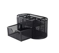 ZumZup Desk Tidy Organiser Mesh Desk Tidy Metal Mesh Stationery Organisers with Pen Holder for Desktop Storage Multi Function Accessories for Office Supplies Black 223 * 109 * 105mm
