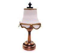 Zunate 1/12 Scale Dollhouse Lighting Miniature Table Lamp LED Light Battery Powered for Dollhouse Accessories, Mini Lamp for Desk Light Vintage (White)