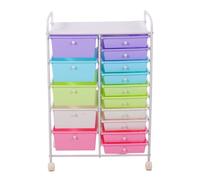 Zunate 15 Drawer Rolling Storage Cart with Locking Wheels