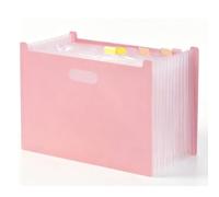 Zunate 24 Pockets Expanding File Folder, A4 Document Accordion Holder with Label Tabs, Portable Plastic File Organizer for Office School Home, Color Coded Multi Pocket Storage (Pink)