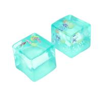 Zunate 2pcs Ice Cube Stress Balls Ocean Theme Fidget Toys (5cm) | Squeezable Sensory Cubes, Seashell Snowflake Fill, Blue TPR Texture, Desk Office Calming