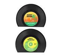 Zunate 2Pcs/Set Bookend Vintage CD Record Shape, Book End Holder for Shelves, Office and School