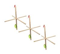 Zunate 3 Pack Ice Fishing Tip Up Flag with Net | Rapid Bite Detection, 164FT Nylon Cord, Sturdy Wood Craft, Portable Winter Gear