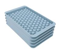 Zunate 4 Layers Ice Cube Tray with Lid and Bin, Proof Stackable Ice Cube Maker Trays with Storage Box and Shovel for Home (Grayish Blue)