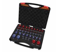 Zunate 44pcs Nut and Bolt Thread Checker | Red Blue Inch Size Gauge | Aluminum Alloy Identification Set with Organized Storage Box