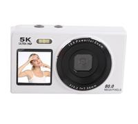 Zunate 5K HD Dual Screen Digital Camera, AF 18X Zoom 80MP Digital Compact Selfie Camera WiFi Vlog Auto Focus White Balance with 32GB Memory Card for Portable Travel Photography (White)