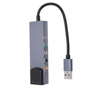 Zunate 6 in 1 USB Surround Sound Card, 7.1 Channel Fiber Optic Cable SPDIF Front/MIC / 3.5MM / Bass/Optical Fiber Output Noise Reduction USB Sound Card Adapter for PC
