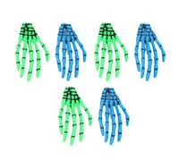 Zunate 6 PCS 6Pcs Bone Hand Claws Hair Clips Halloween | Durable Alloy Core, Skeleton Design, Blue Green Mix, Spooky Party Hair Accessory