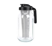 Zunate 64oz Glass Cold Brew Coffee Maker with Fine Filter, Large Iced Coffee Pitcher with Proof Black Lid, Easy Clean Wide Mouth Jar for Home Office, Tall Mesh Strainer Design