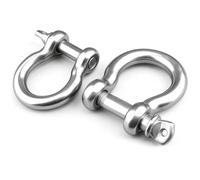 Zunate 6PCS 304 Stainless Steel D Shackles Heavy Duty Screw Pin Anchor Bow Shape Load Clamp M5 for Chain Lifting Trailer SUV ATV Recovery Towing Winching Off Road