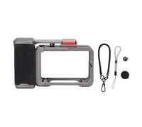 Zunate Action Camera Cage, Aluminum Alloy Grip Handle with Silicone Wrapped Shutter Key and Cold Shoe Mount Metal Frame Camera Cage for Action 5 4 3 Pro Low Angle Film Outdoor Filming