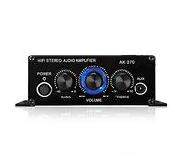 Zunate AK270 Mini 2-Channel Stereo Power Amplifier, 40W Portable Audio Amp for Car & Home, AUX Input Sound Amplifier with Blue LED Knobs, Aluminum Alloy Speaker Amp