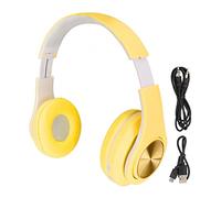 Zunate B39 Headset Wireless 5.0 Bluetooth Earphone, Noise Reduction Foldable Over Ear Headphones with Colorful Light, for Phones, Laptops(Yellow)