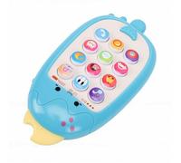 Zunate Baby Phone Toy Soft Edge Educational Learning Device for Infants 5.7" with Lights and Tunes (Blue)