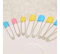 Zunate Baby Safety Pins, 12 Pack Child Nappy Pins with Stainless Steel Curved Needle, Plastic Head Cloth Diaper for Laundry Crafts, Diaper (Small Size)