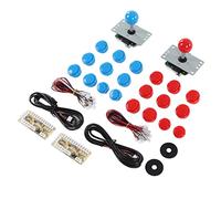 Zunate Blue Red 2 Player Joystick Encoder Kit | USB DIY Button Set For Fighting Game Home Console And Gathering (Blue Red)