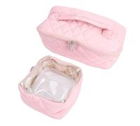 Zunate Cosmetic Bag Large Capacity Water Proof 180° Lay Flat Make Up Toiletry Bag Travel Business Trip for Women Cotton 9.8x5.5x5.1in (25 * 14 * 13cm)
