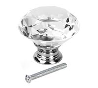 Zunate Crystal Glass Cabinet Knobs 40Mm | Drawer Handles Kitchen Cupboard Hardware with Screws for Wardrobe Furniture Pulls