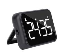 Zunate Digital Timer, Adjustable Brightness, Mirror Design for Cooking, Fitness, LED Display, Timer for Study, Kitchen, ABSScreen 4 Inch (Black)