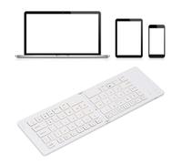 Zunate Foldable Bluetooth Keyboard, Portable Wireless Full Size Keyboard, Rechargeable Magnetic Ultra Slim Travel Folding Keyboard, for Android, for Wins, for Phone Tablet (White)