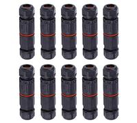 Zunate IP68 Waterproof 3Pin Electrical Wire Connector, 10PCS Black, Copper & Nylon, No-Screw, Compact, Flame Retardant, 0.5mm²~2.0mm², 300V, 16A, IEC 60529