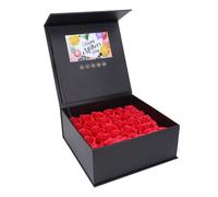 Zunate Jewelry Flower Box, Roses Flowers Video Player Box with 7" Customizable Video Display, for Wedding Marketing Business