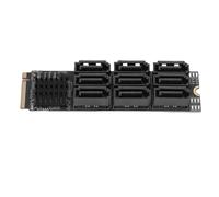 Zunate M.2 to SATA 3.0 Adapter, 6Gbps M.2 M-Key 4x 9 Ports SATA III Expansion Card Adapter Support SSD and HDD Extension Converter Card for Desktop PC OS X