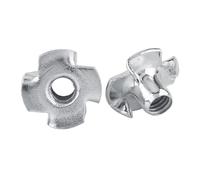 Zunate M8 Carbon Steel T Nut 4 Prong Tee Nuts for Woodworking Captive Nuts, Zinc Plated Square Base Insert for Wood Chipboard, 30Pcs (M4 (50 pcs/Pack))