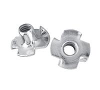Zunate M8 Carbon Steel T Nut 4 Prong Tee Nuts for Woodworking Captive Nuts, Zinc Plated Square Base Insert for Wood Chipboard, 30Pcs (M8 (30 pcs/Pack))