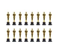 Zunate Mini Plastic Trophy Figure with Five Pointed Star - 24 Pack Gold Award Statues for Classroom Prizes, Sports Competitions, Team Building, Party Decor, Durable No Fade Elegant Size (24pcs)