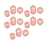 Zunate Miniature Candy Jar 1:12 1:6 Scale Dollhouse Jar with Lid Set, Miniature Candy Container Stripe Rhombus Spherical 3 Shapes for Dollhouse Kitchen Decor (Pink)