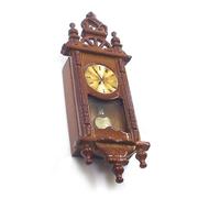 Zunate Miniature Pendulum Clock, 1:12 Scale Dollhouse Pendulum Clock, Hand Painted Vintage Wall with Roman Numeral Dial for Dollhouse Decor (Brown)