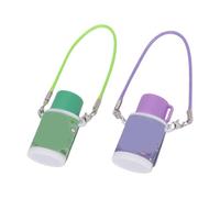 Zunate Miniature Water Bottle Set, 10 Pcs Doll Water Bottles 4x2x1cm, Cute Plastic Cup with Strap for Dollhouse Decoration Photography Scene Prop (Green and Purple)