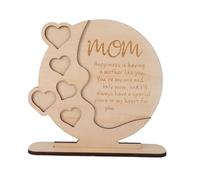 Zunate Mom Appreciation Wooden Desk Decor - Sentimental Engraved Plaque for Mother's Day, Easy Assembly Design - Compact and Lightweight, 18.7x18x0.6cm