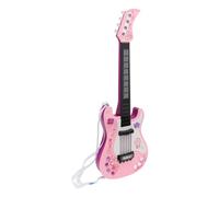 Zunate Plastic Children Simulation Electronic Guitar Toy with Interactive Rhythm Light for Kids Fun Musical Instrument (Pink)