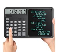 Zunate Portable Basic Calculator, 12-Digit Large Display Desk Calcultors with Reusable Writing Pad, One-Click Clear/Lock, for School Office Business (Black)