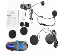 Zunate Rainproof Wireless Helmet Headset | 3D Surround Sound, Two Way Intercom for Motorcycle, RGB Lights, FM Radio, 40H Battery