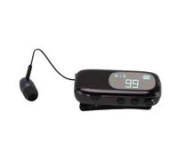 Zunate Retractable Bluetooth Earpiece Clip On | LCD Digital Display Hands Free Headset for Driving (Electroplated Bright Black)