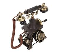 Zunate Retro Corded Landline Phone | Antique Dial Brass Bell for Home Décor, Living Room or Study