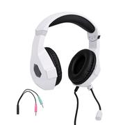 Zunate RGB Wired Gaming Headset for PC, Over-Ear Computer Headphones with 40mm Drivers, Noise-Isolating Mic, Volume Control, Memory Foam Earpads, LED Light for Laptop Desktop (White)